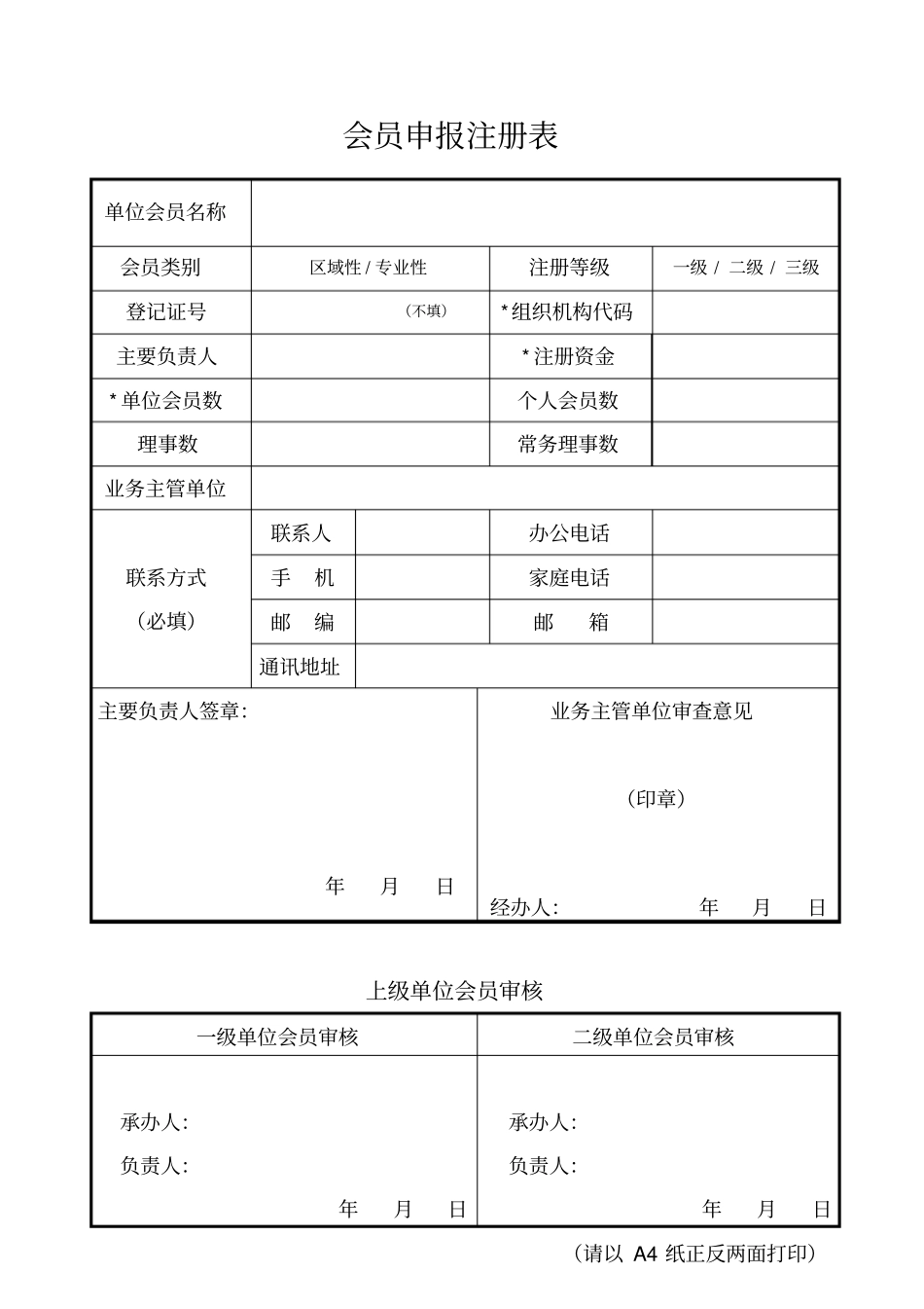 申报表中国武术协会单位会员申报注册表_第1页