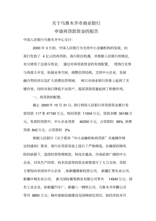 申请再贷款报告