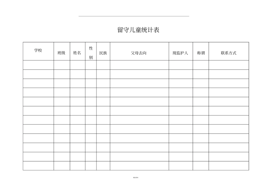 留守儿童统计表汇总_第1页