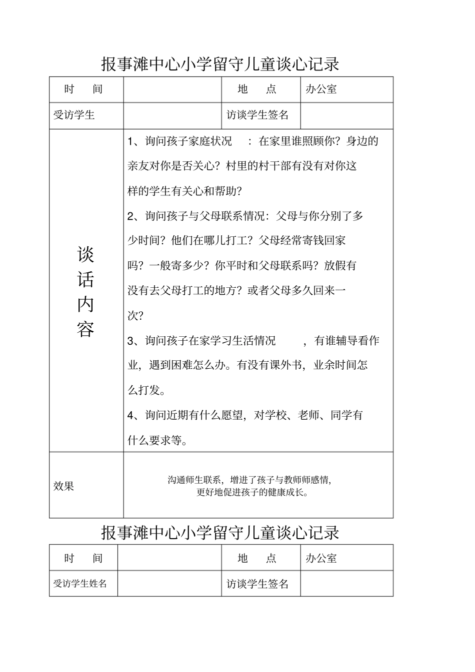 留守儿童谈心记录3346_第1页