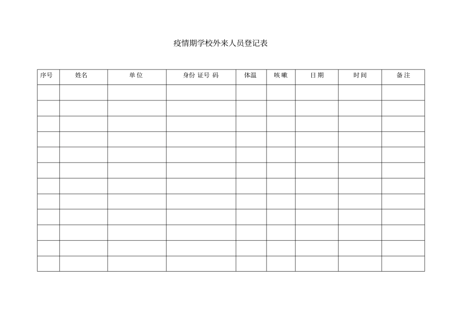 疫情期学校外来人员登记表_第1页