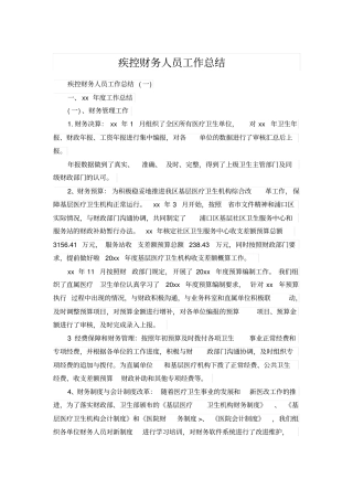 疾控财务人员工作总结