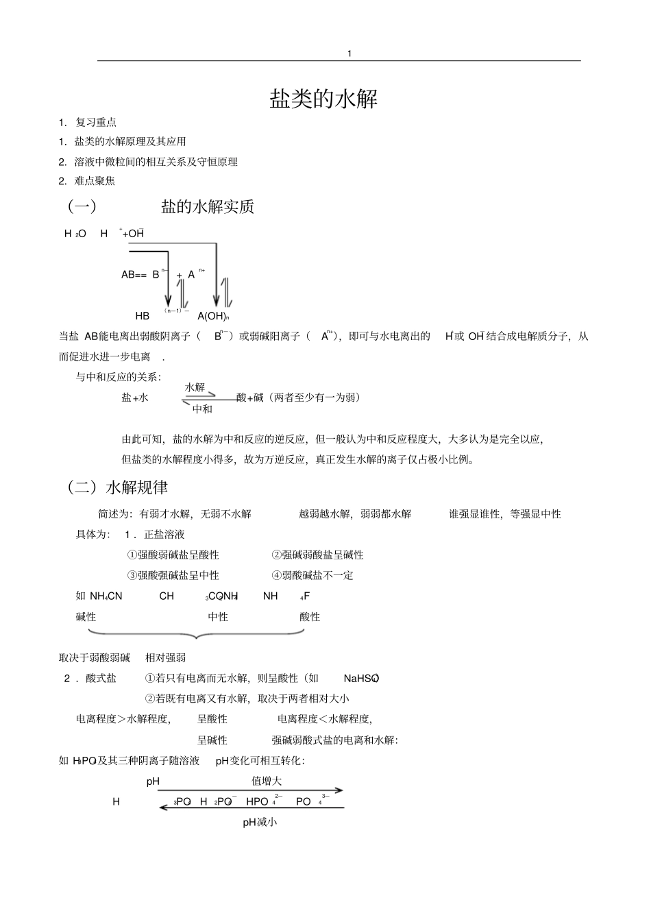 盐类的水解知识点总结_第1页