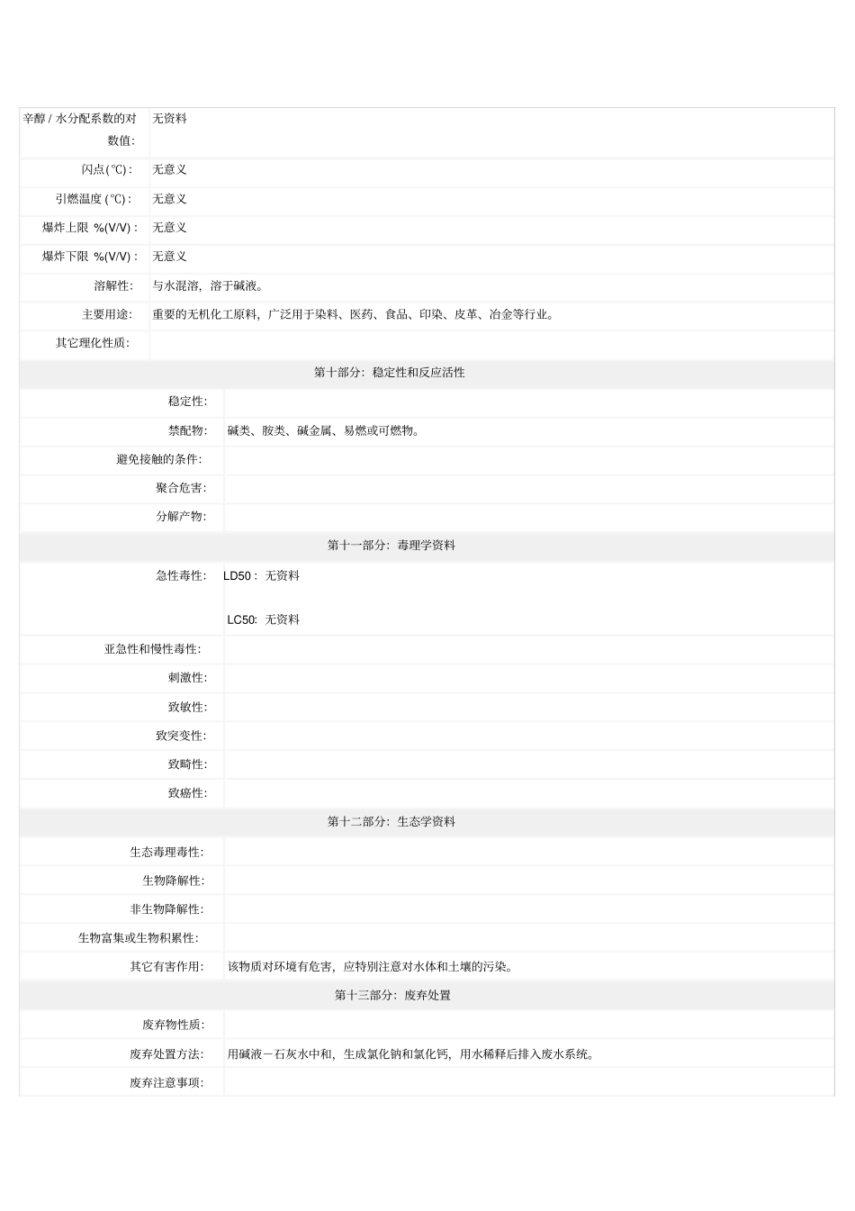 盐酸-安全技术说明书msds_第3页