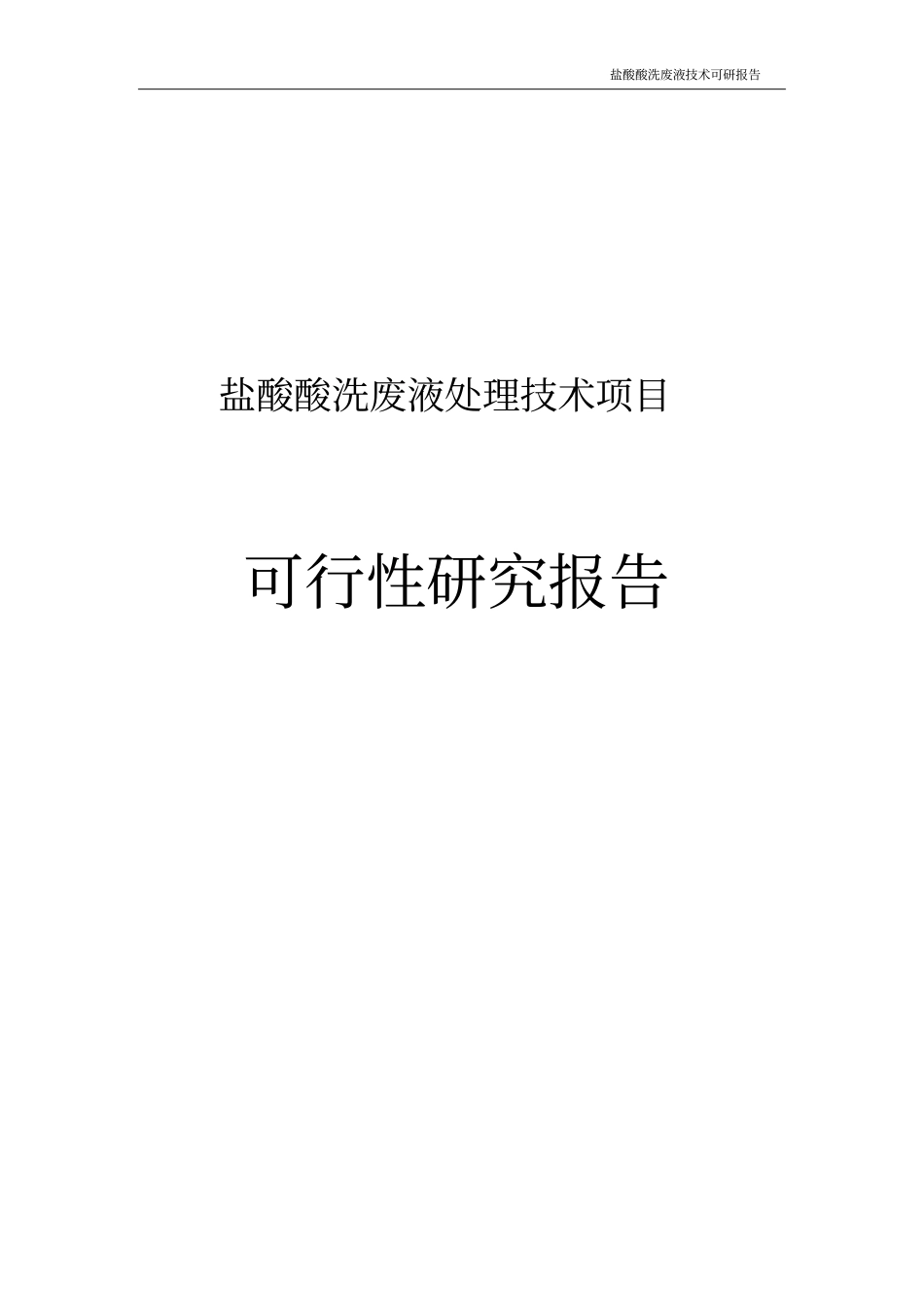盐酸酸洗废液处理技术项目可行性研究报告_第1页