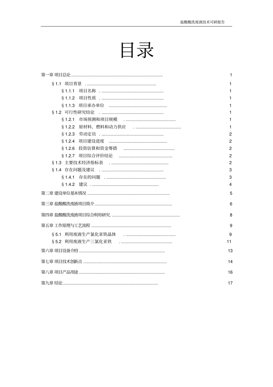 盐酸酸洗废液处理技术项目可行性研究报告_第2页
