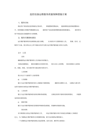 监控设备运维服务质量保障措施方案