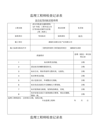 监理工程师检查记录表完整