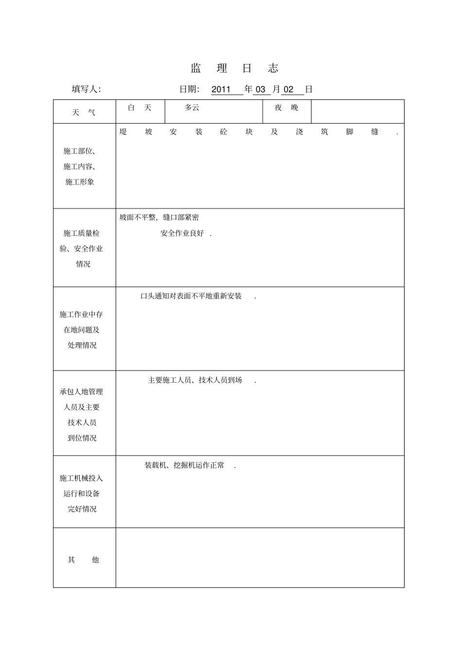 监理日志表格整理_第2页