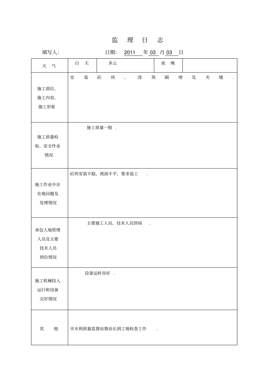 监理日志表格整理_第3页