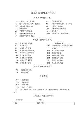 监理资料用表整理