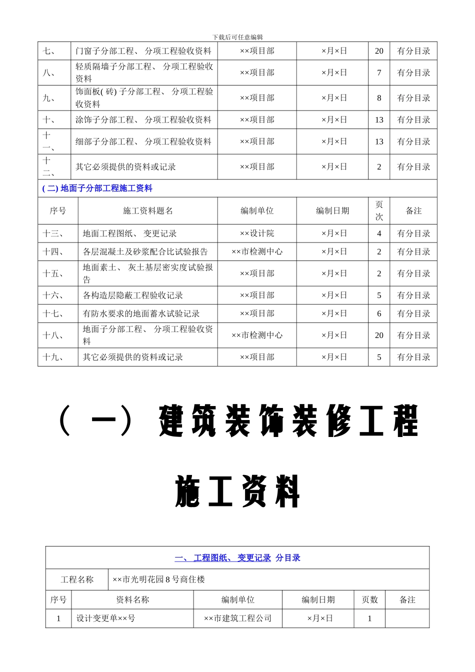 建筑装饰装修工程施工资料模板_第2页