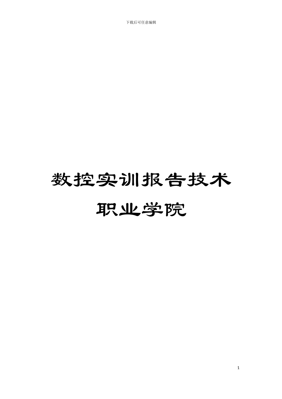 数控实训报告技术职业学院模板_第1页