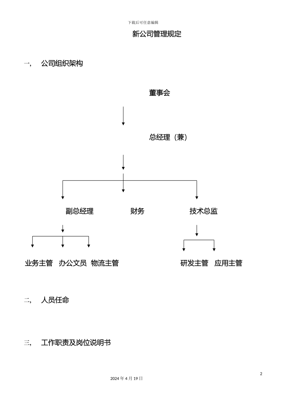 新成立公司管理制度大全模板_第2页