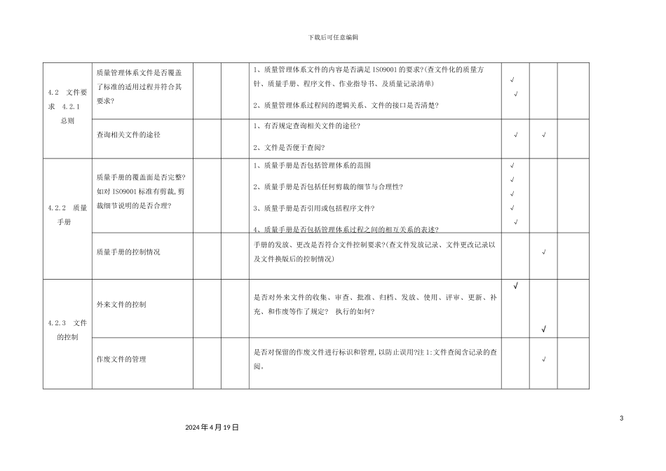 新版质量管理体系审核检查表_第3页