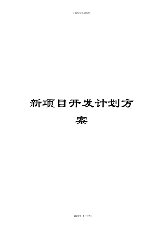 新项目开发计划方案
