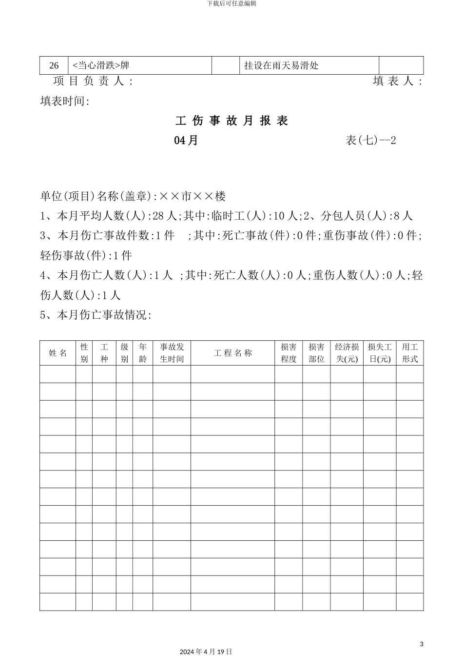 施工安全检查验收全套表格_第3页