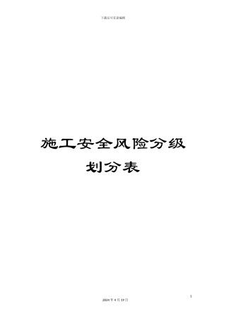 施工安全风险分级划分表