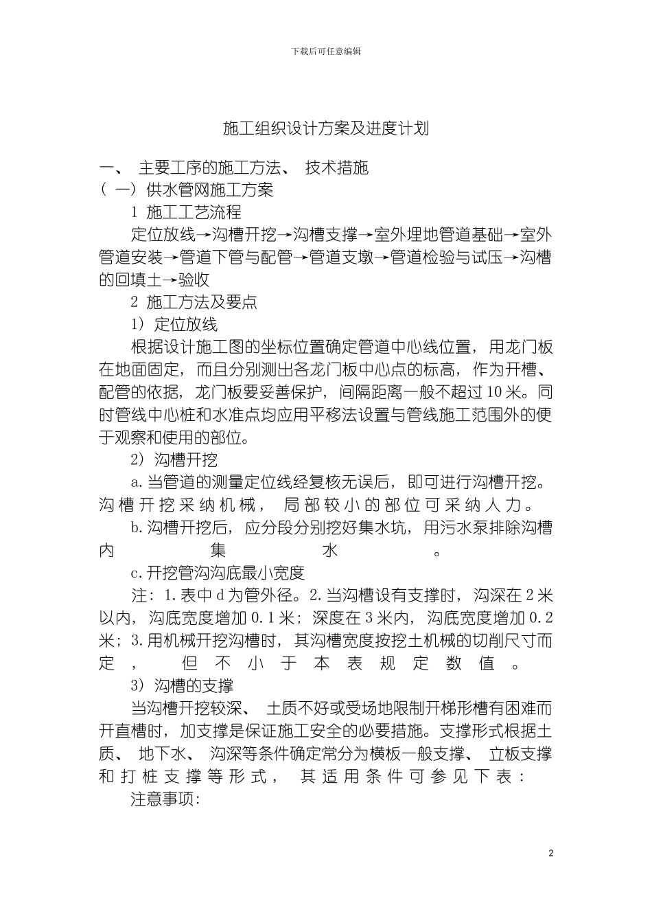 施工组织设计方案及进度计划模板_第2页