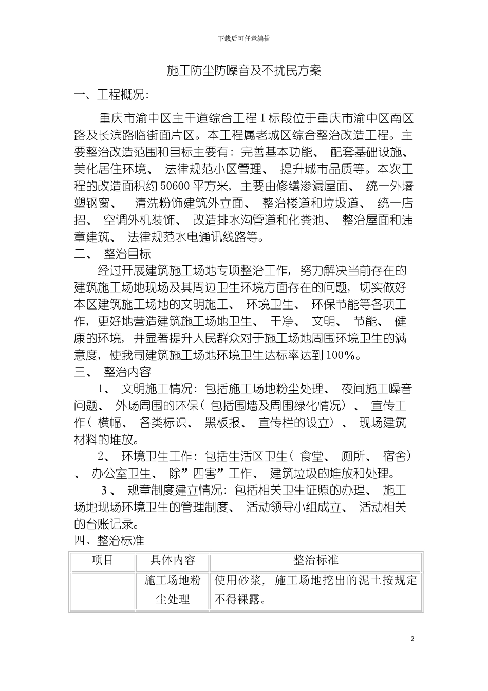 施工防尘防噪音及不扰民方案模板_第2页