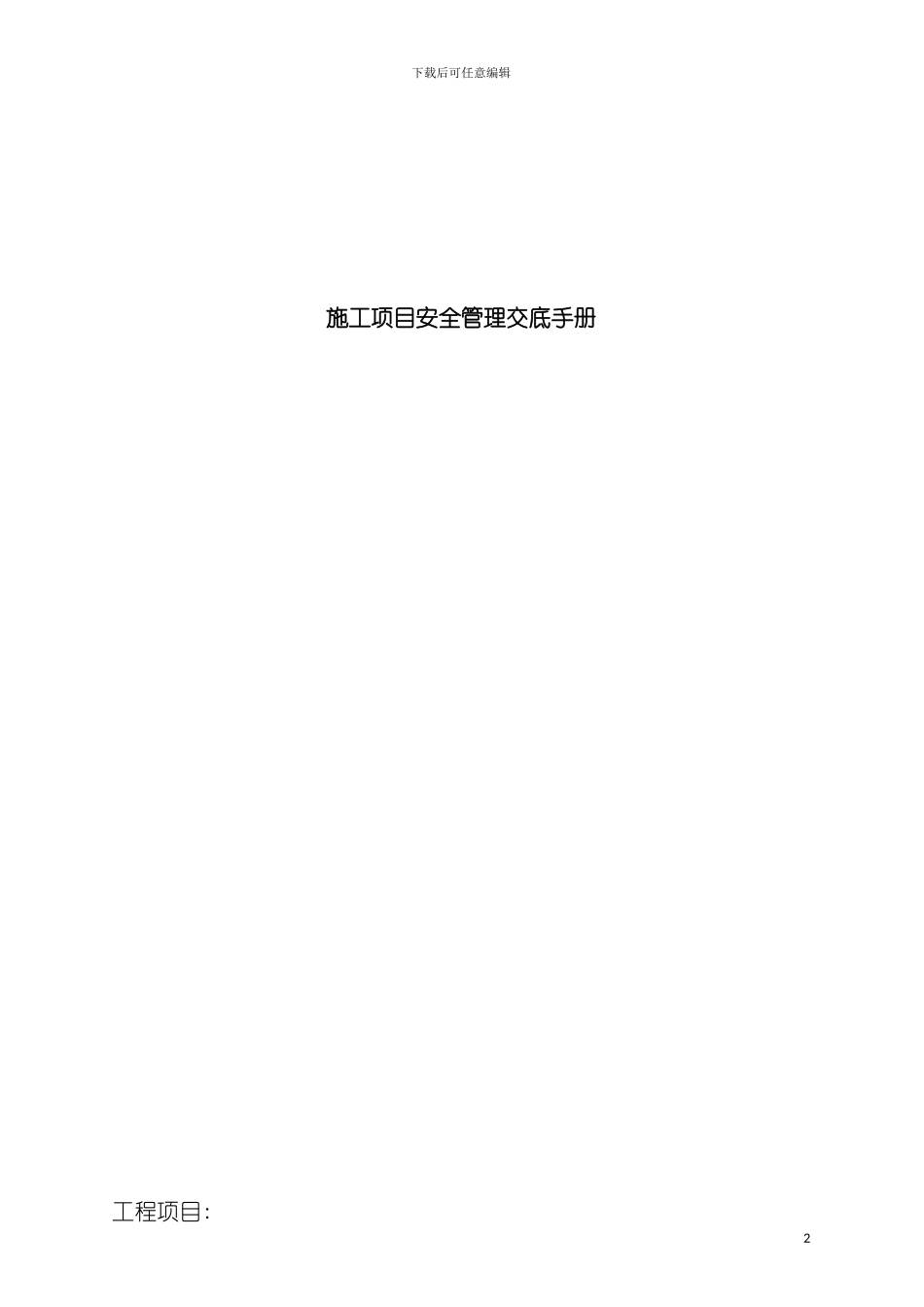 施工项目安全管理交底手册模板_第2页