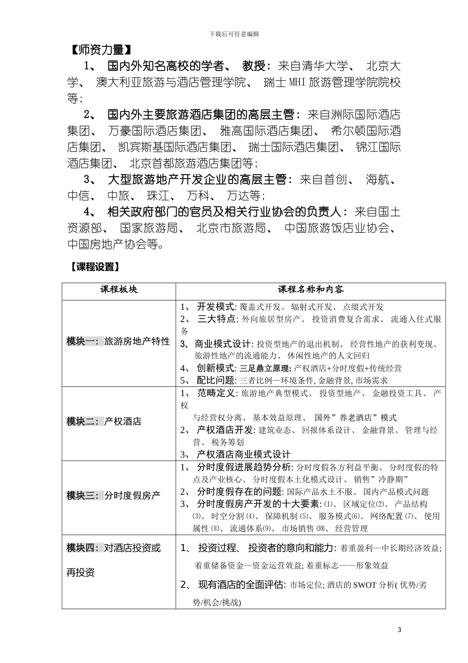 旅游地产与酒店管理模板_第3页