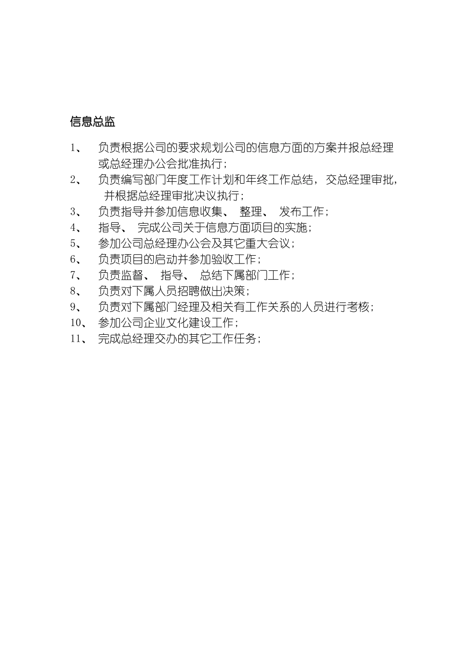 旅游信息网络公司信息总监岗位职责模板_第2页