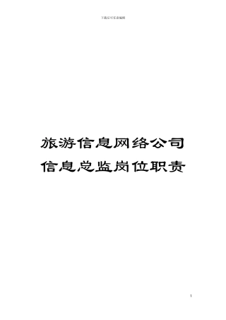 旅游信息网络公司信息总监岗位职责模板