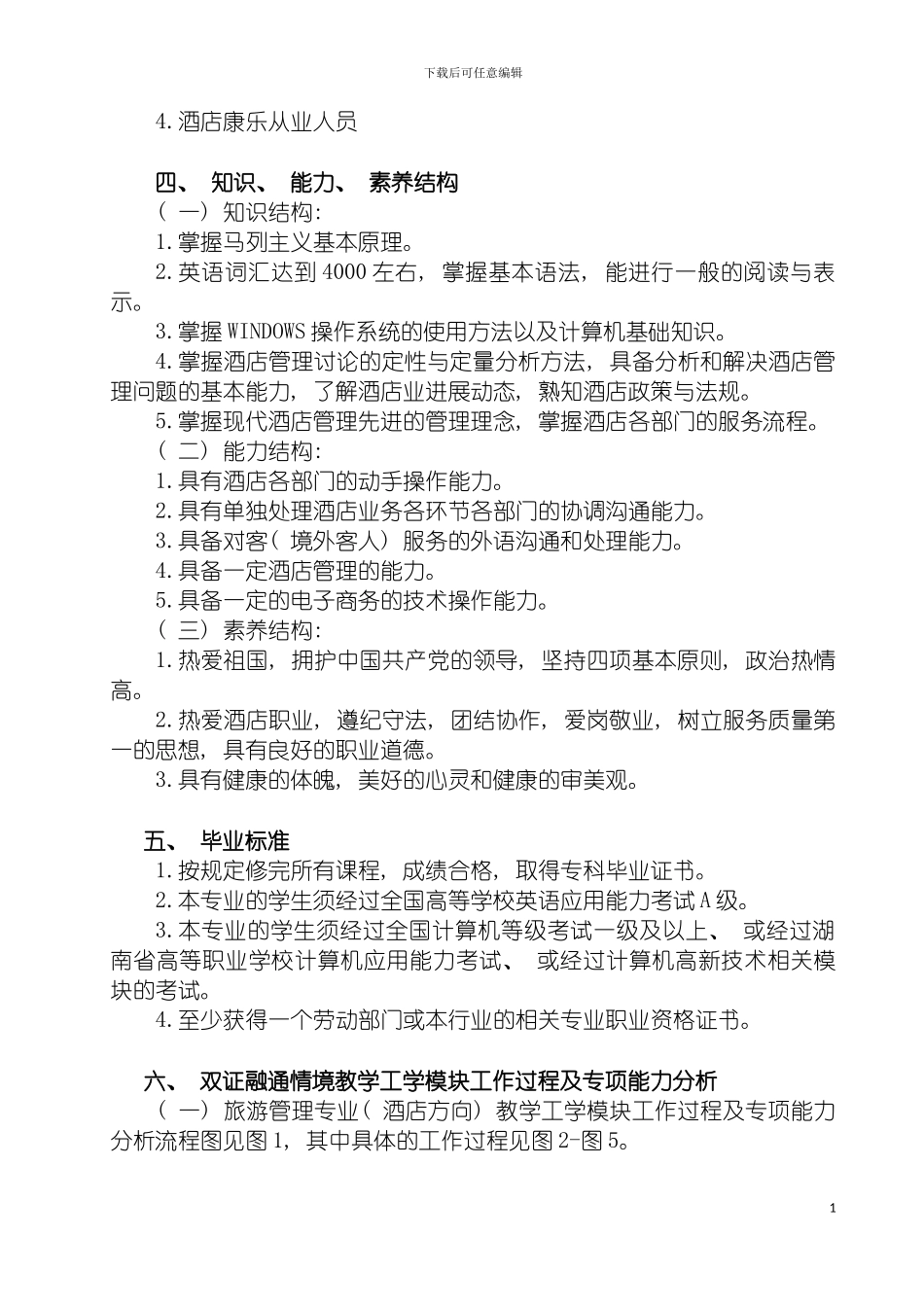 旅游管理专业人才培养方案酒店方向模板_第3页