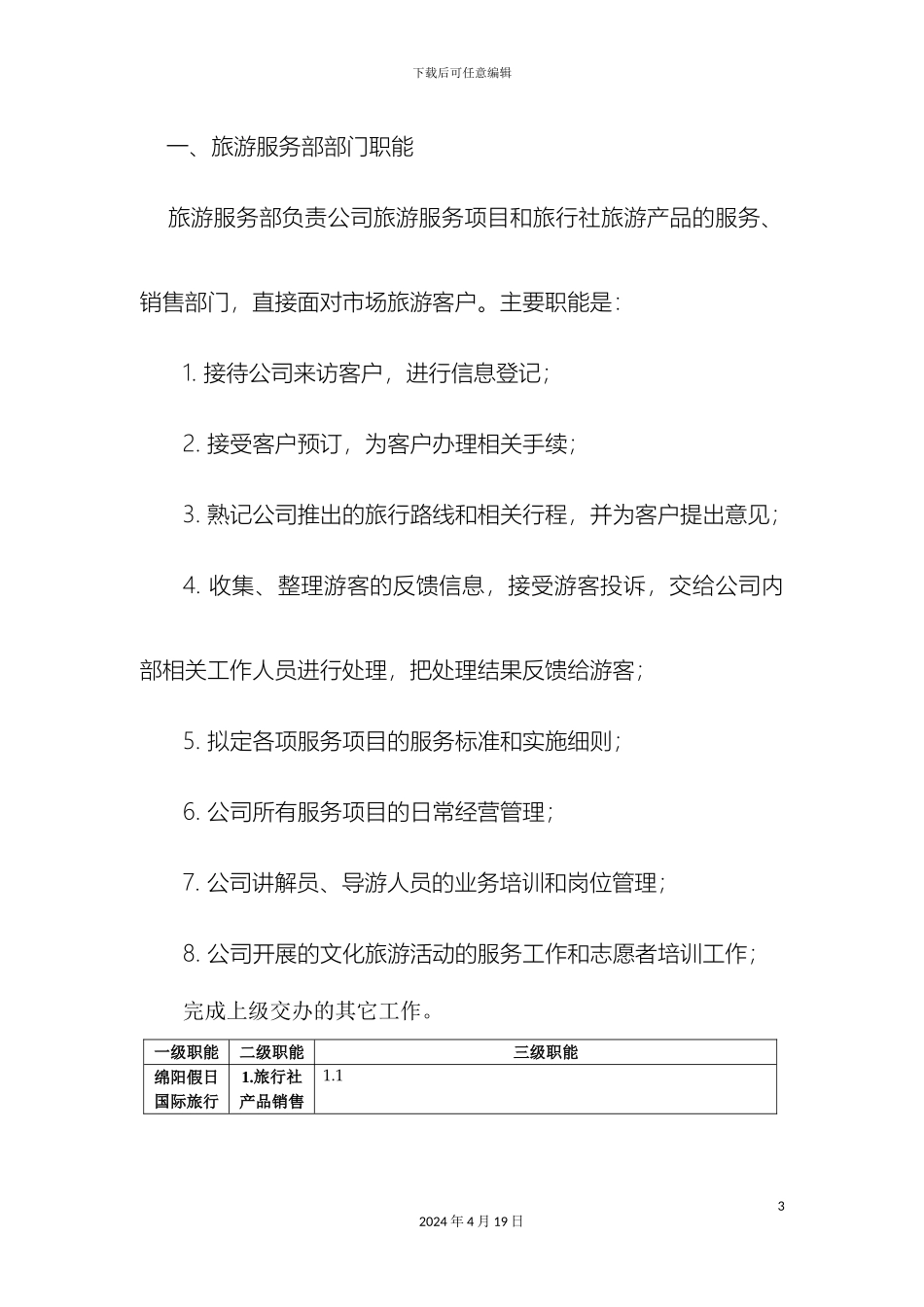 旅游部职能与岗位说明书_第3页