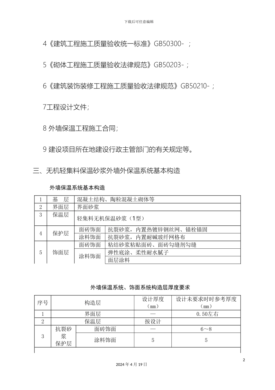 无机轻集料外墙保温施工方案范文_第3页