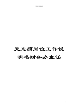 无定额岗位工作说明书财务办主任模板