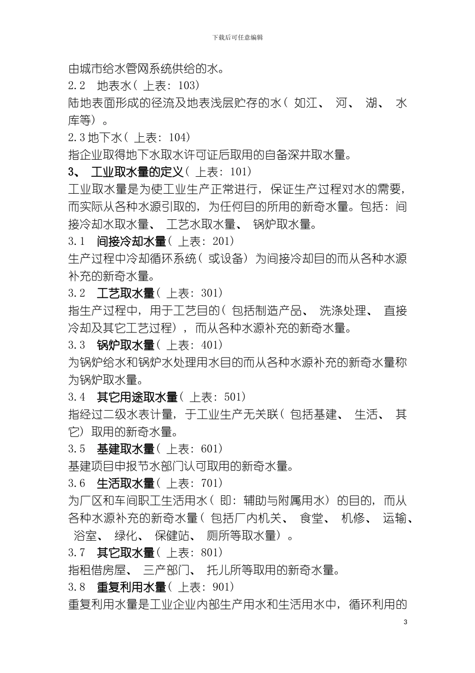 无锡市工业企业计划用水情况月报表模板_第3页