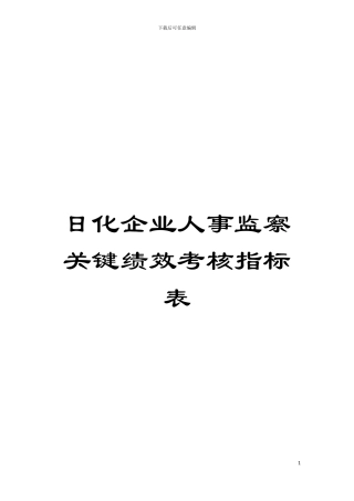 日化企业人事监察关键绩效考核指标表模板