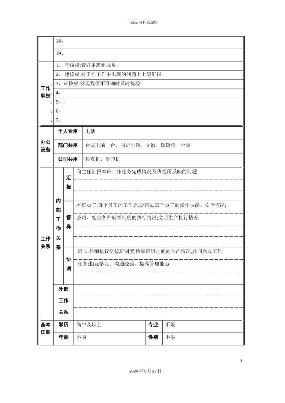 日班化验班长职位说明书_第3页