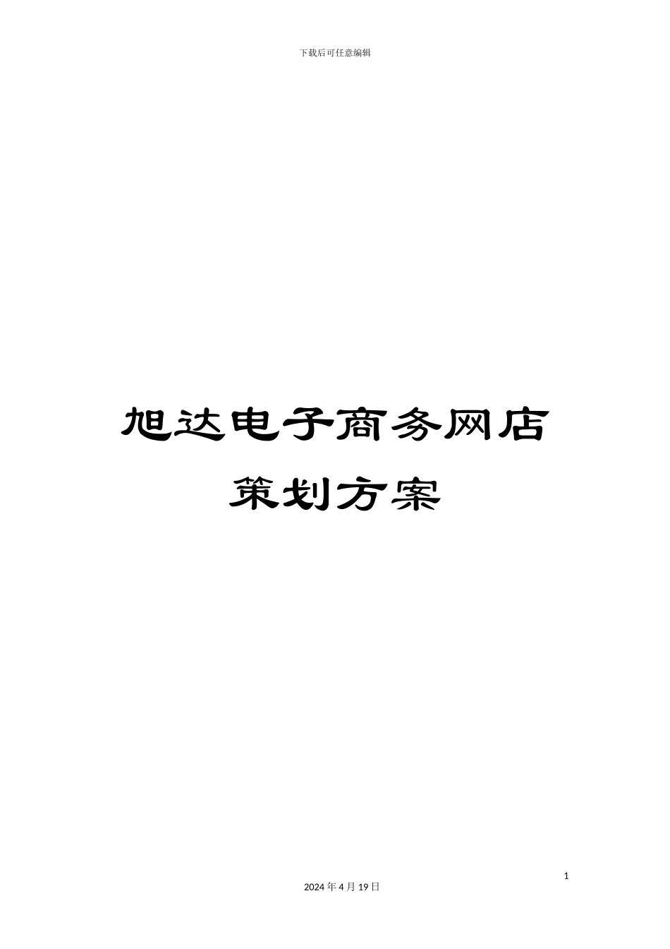 旭达电子商务网店策划方案样本_第1页