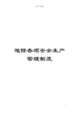 旭隆各项安全生产管理制度模板
