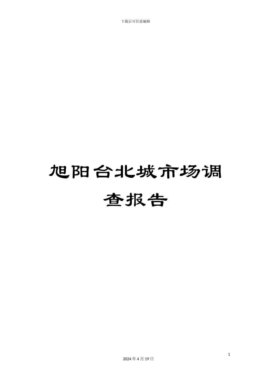 旭阳台北城市场调查报告样本_第1页