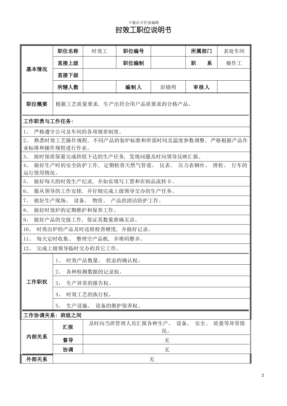 时效工职位说明书模板_第2页