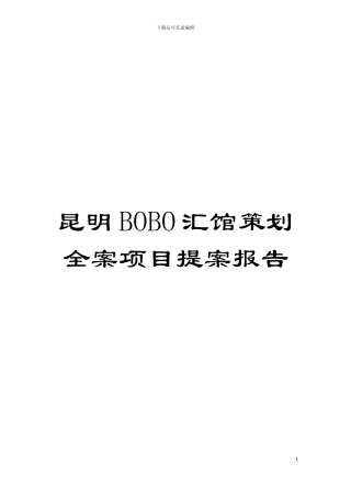 昆明BOBO汇馆策划全案项目提案报告模板