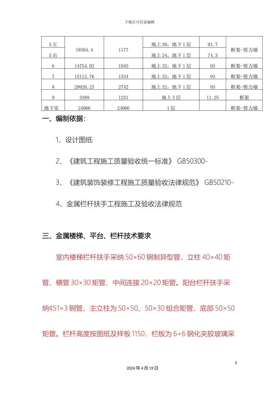 星湖湾高层锌钢栏杆施工方案模板_第3页