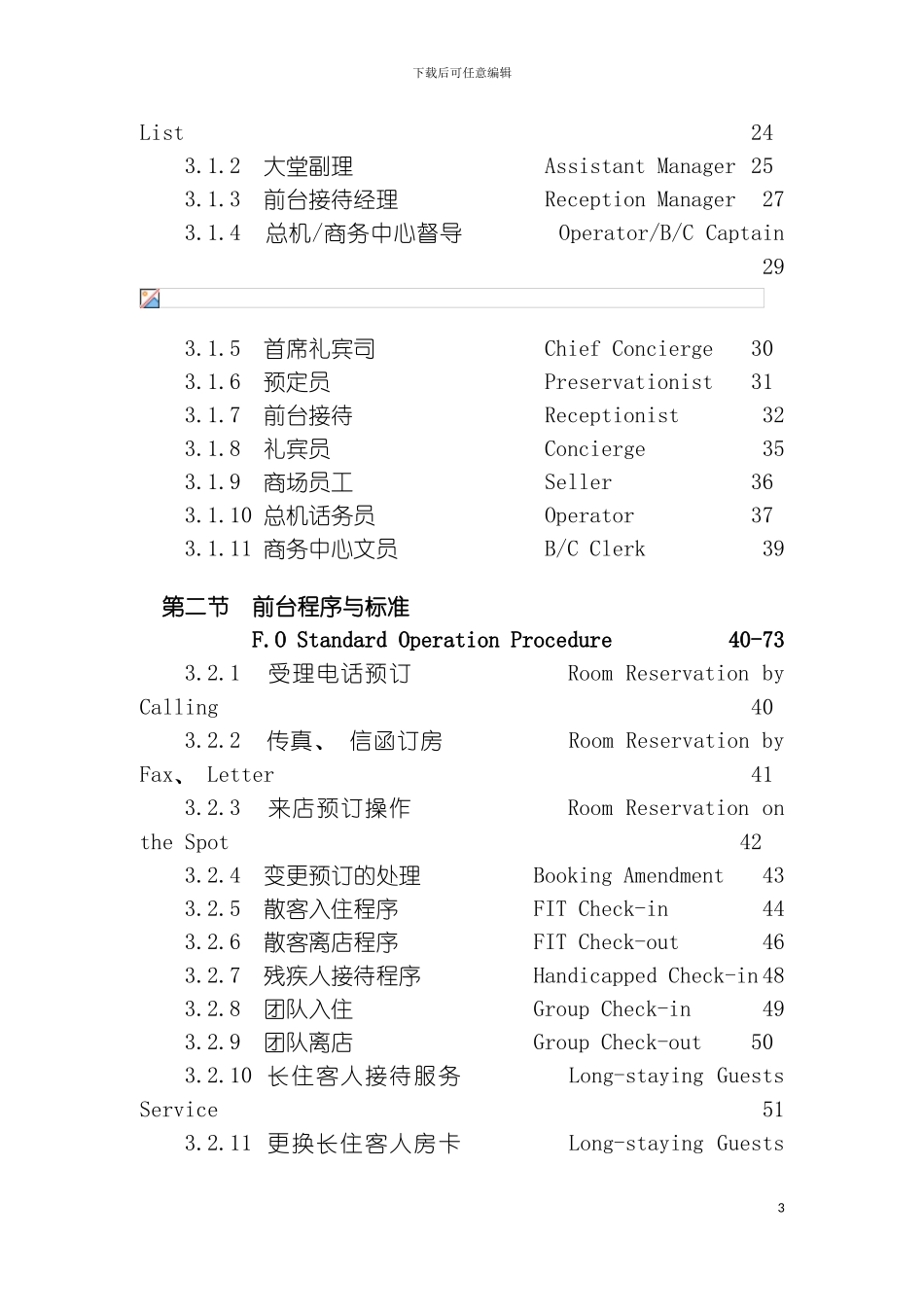 星级酒店前厅部岗位职责及制度程序_第3页