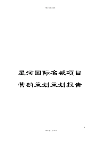 星河国际名城项目营销策划策划报告
