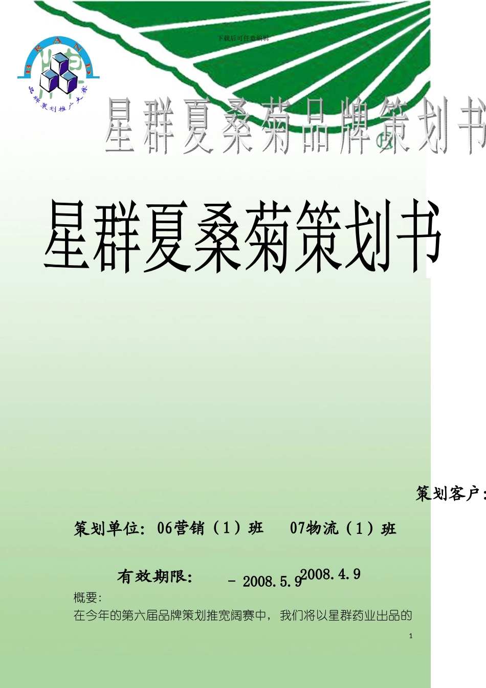 星群夏桑菊品牌策划书模板_第2页