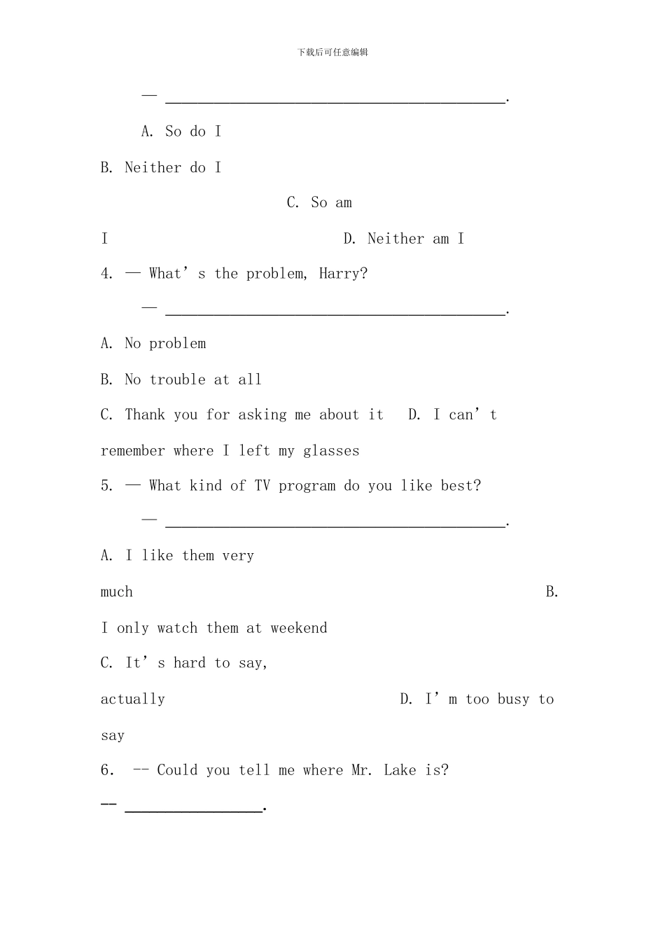 春中央电大英语II期末复习模拟题_第2页