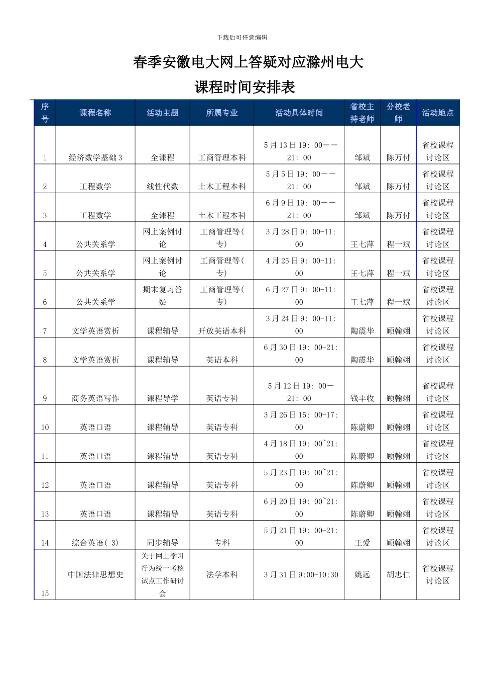 春季安徽电大网上答疑对应滁州电大_第1页