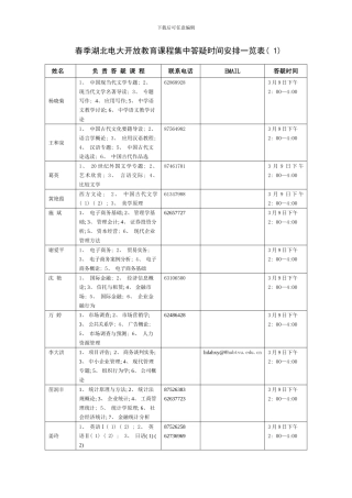 春季湖北电大开放教育课程集中答疑时间安排一览