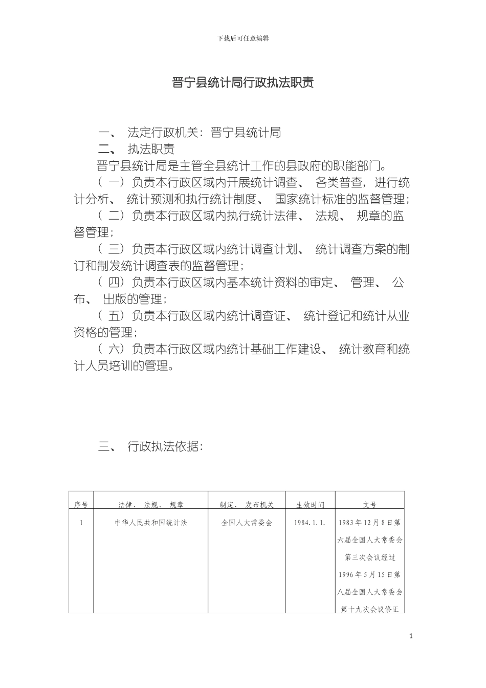 晋宁县统计局行政执法职责模板_第2页