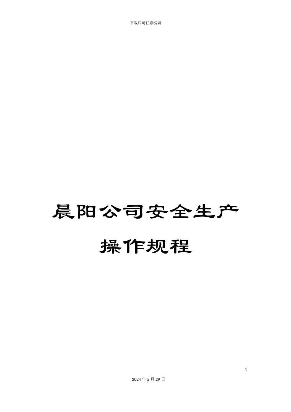 晨阳公司安全生产操作规程_第1页