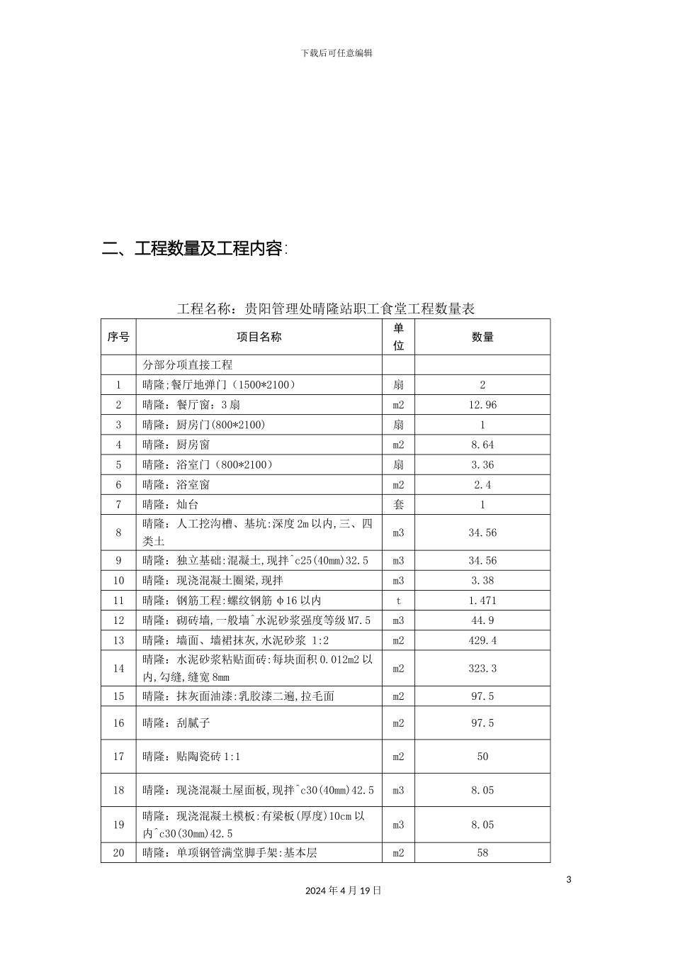 晴隆站职工食堂工程施工方案范文_第3页